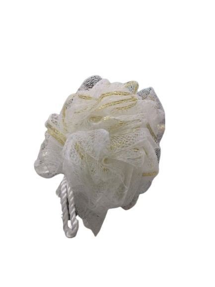 ESPONJA BLANCA Y DORADA SHOWER POUF