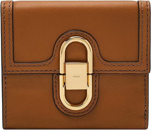 FOSSIL AVONDALE TRIFOLD SADDLE COLOR CUERO NATURAL CIERRE DORADO