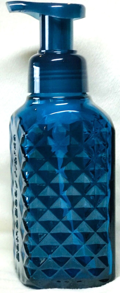 BBW DISPENSER BLUE GLASS  FOAMING SOAP 