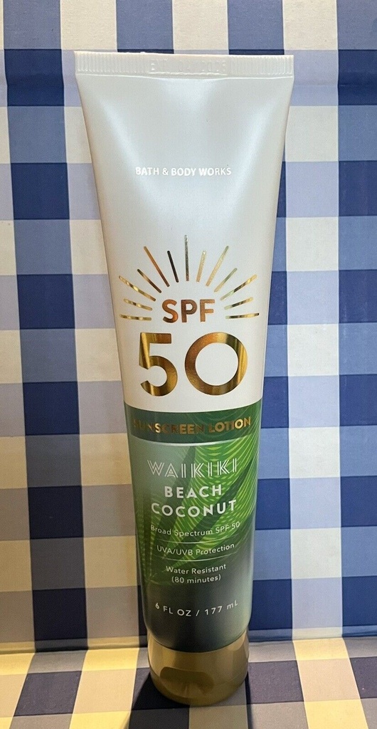 Bath & Body Works WAIKIKI BEACH COCONUT Sunscreen Lotion SPF 50 Full Size 6 Oz