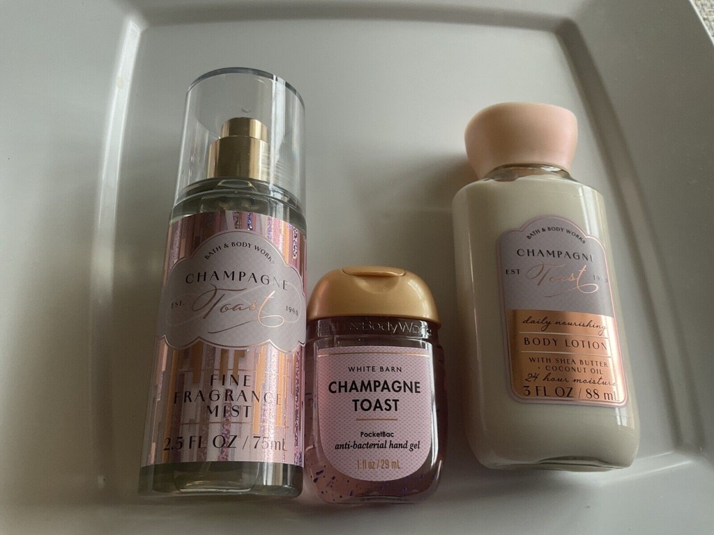 Bath and Body Works Travel Size Champagne Toast Gift Set 3 Piece