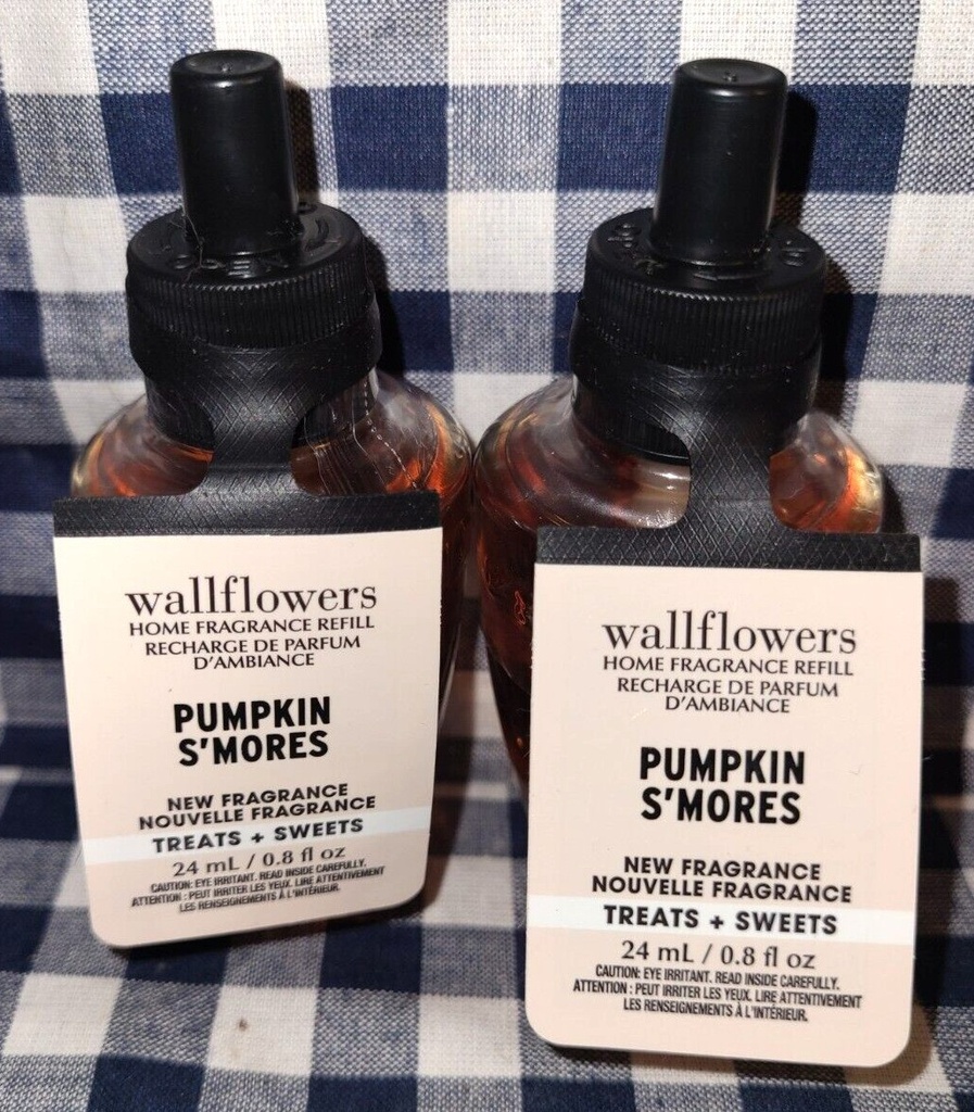 NEW 2-Pack PUMPKIN S'MORES Wallflower Refill Bulbs SEALED Bath & Body Works