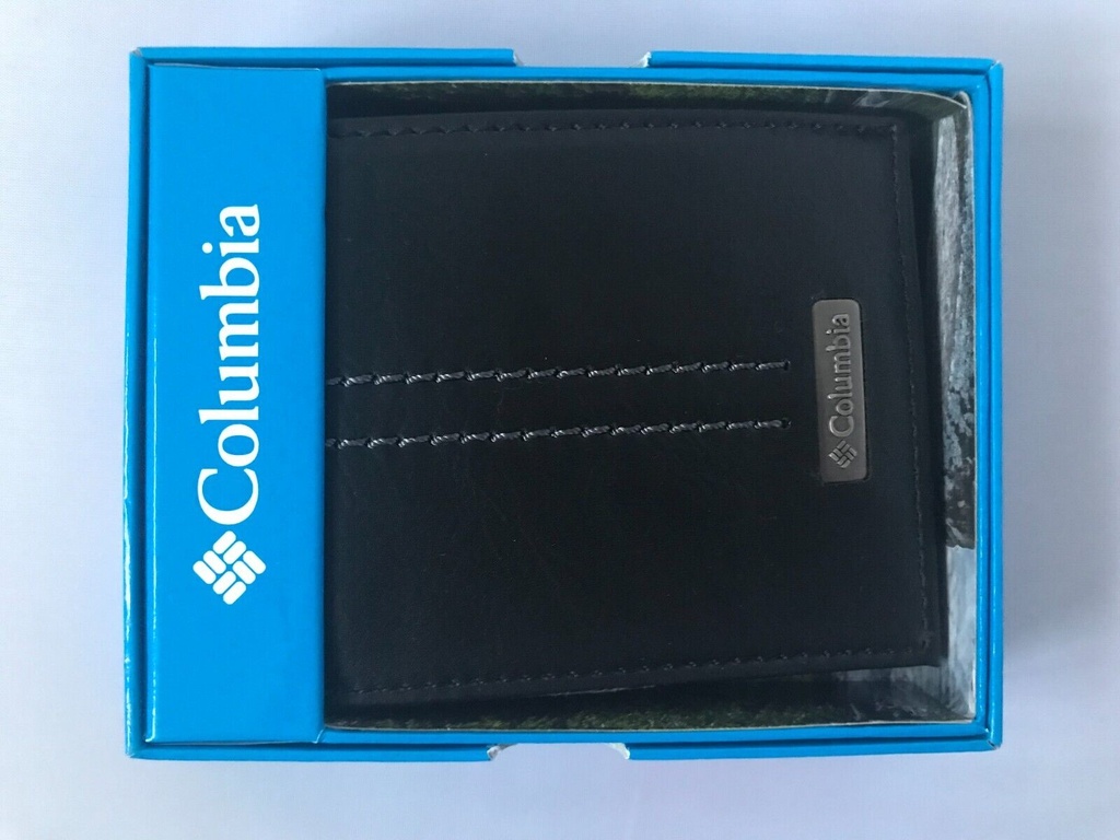 COLUMBIA Sportswear Men's Built in RFID Shield Security Bifold Wallet Black New