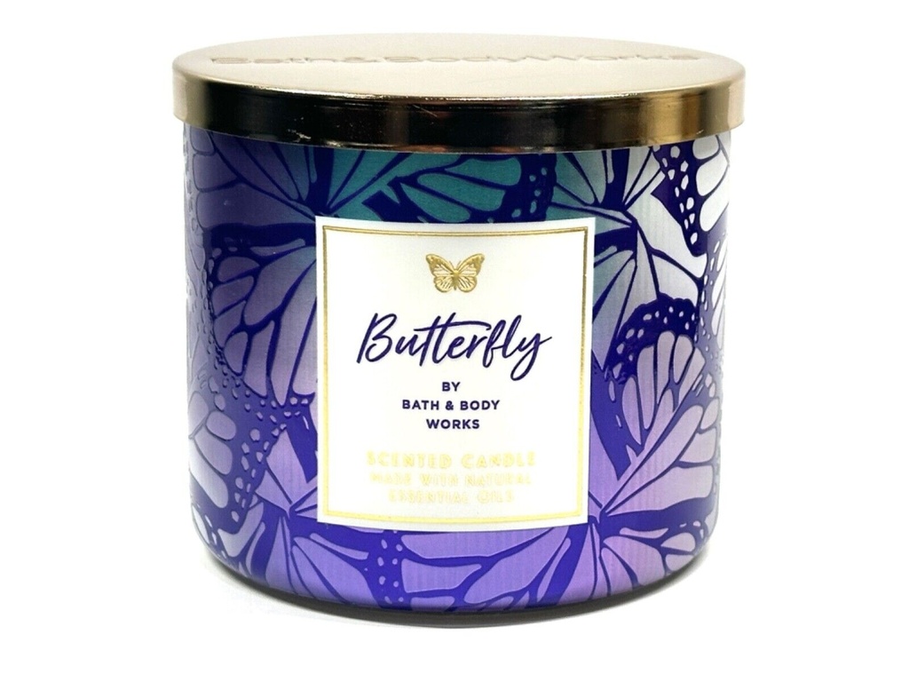 New 1 Bath & Body Works Butterfly Large Scented Filled 3-wick 14.5 Oz Candle