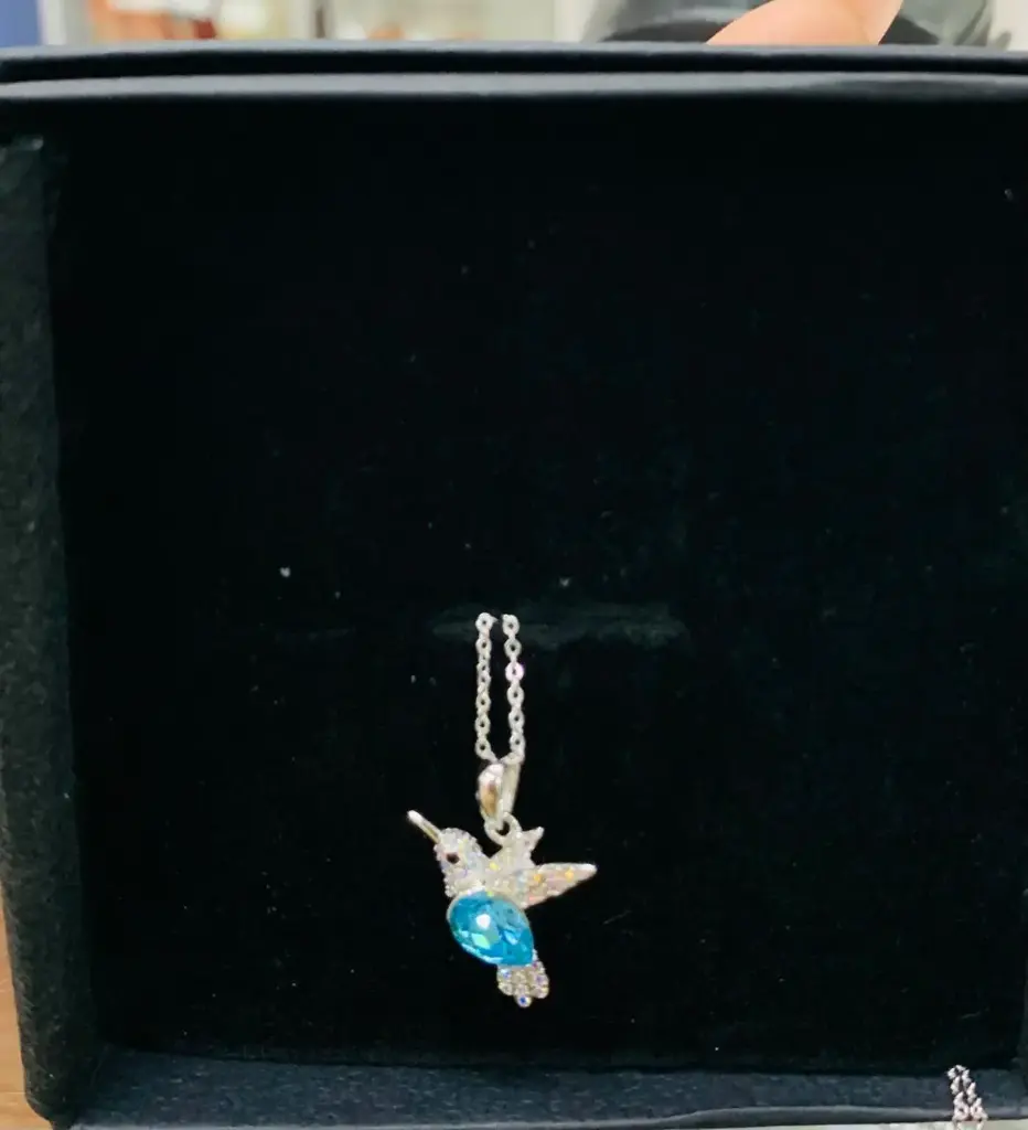COLIBRI STANLEE SILVER  CON PIEDRA FINA  CELESTE  