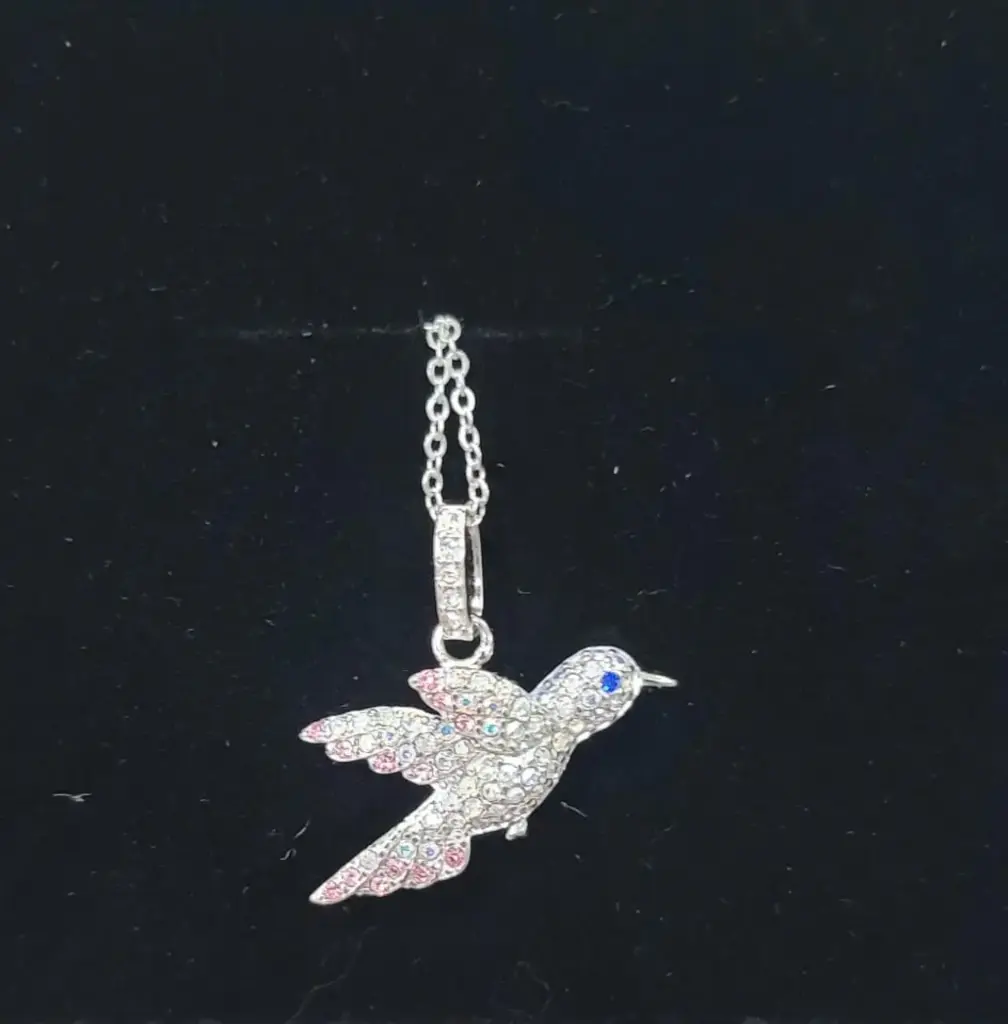 COLIBRI SILVER CON DIAMANTES DE COLORES BLEU SAGE 