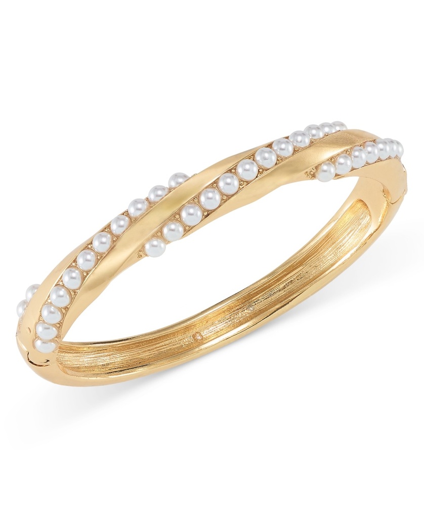 Charter Club Gold-Tone Imitation Pearl Twist Bangle Bracelet, Created for Macy's - Gold