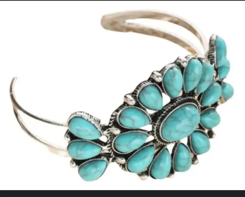 ESCLAVA  NATASHA DE FLOR TURQUESA SILVER