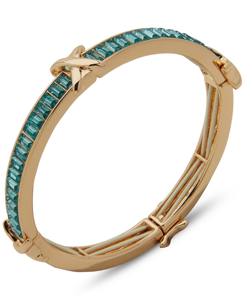 Anne Klein Gold-Tone Crystal Baguette Stretch Bracelet - Blue