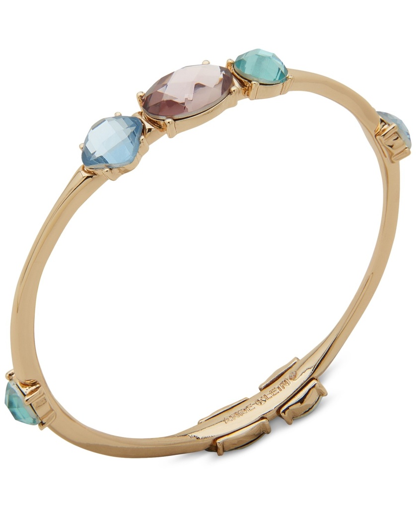 Anne Klein Gold-Tone Stone Station Bangle Bracelet - Multi