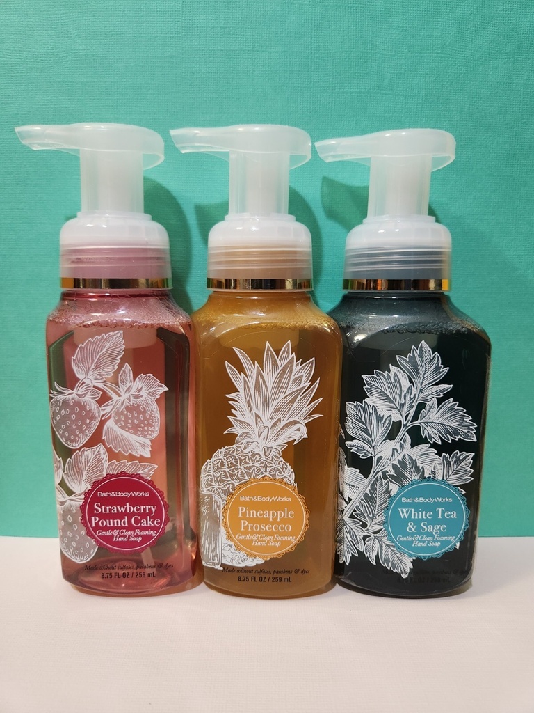 BBW🍓Gentle & Clean🍍Foaming Hand Soap🍵 Assorted SET of THREE
