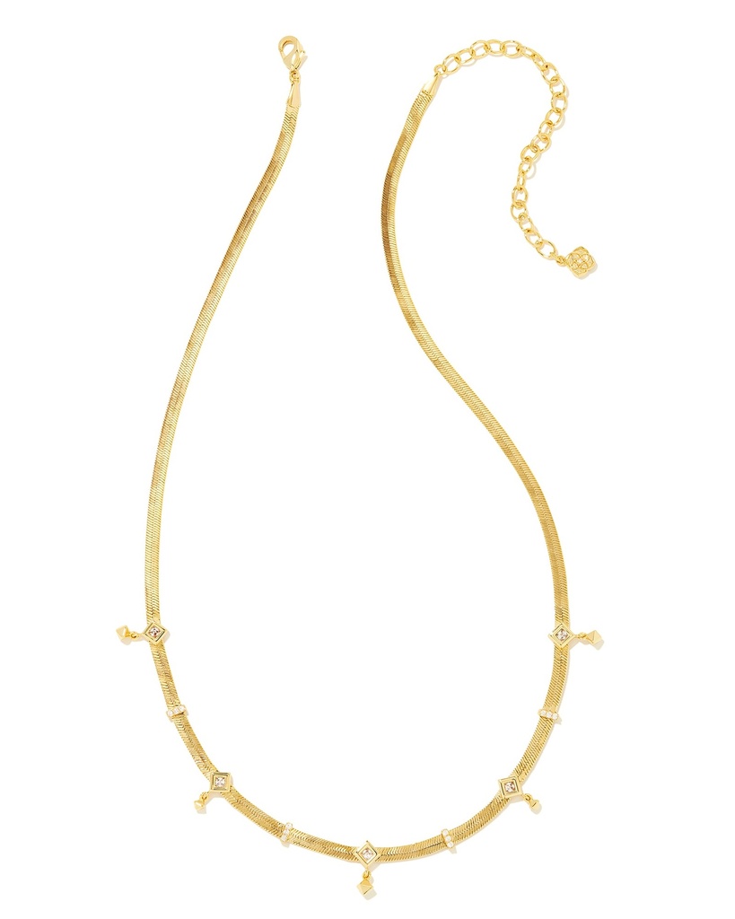 Kendra Scott Gracie Gold Chain Necklace in White CZ | Crystal