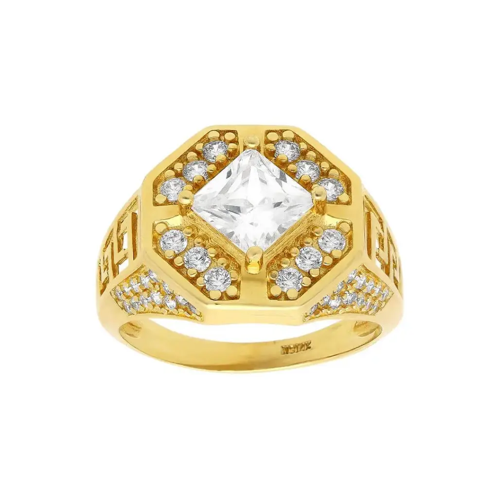 ANILLO DORADO CON PIEDRA GRANDE 