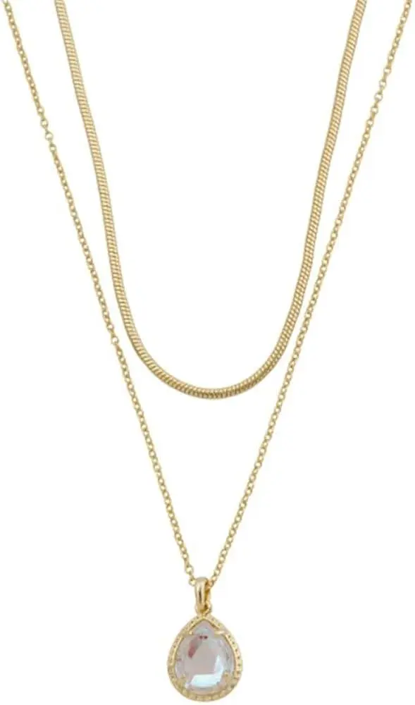 GARGANTILLA KENDRA SCOTT DOBLE  CON PIEDRA BLANCA 