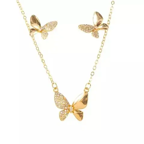 GARGANTILLA Y ARITOS SIMPLY SILVER DE MARIPOSAS