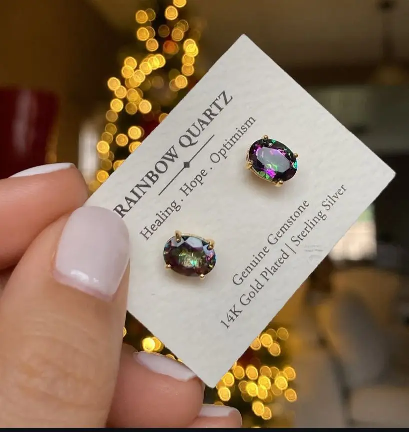 ARITOS  SHIVAM DE PIEDRA TORNASOL