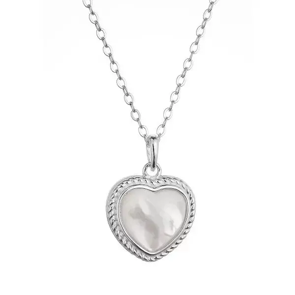 GARGANTILLA PLATEADA CON DIJEN DE CORAZON BLANCO 