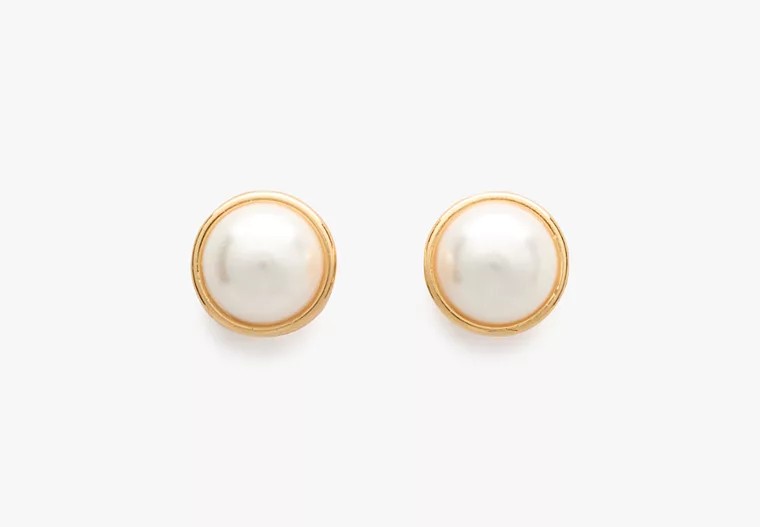 Kate Spade Sparkling Stone Bezel Studs, Cream/gold