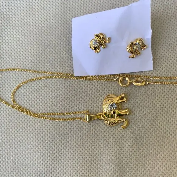 CADENA DE ELEFANTE CON ARITOS 