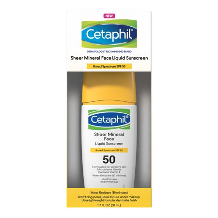 Cetaphil Sheer Mineral Face Sunscreen Moisturizer Drops SPF 50 - Travel Size - 1.7 Fl O: Moisturizing, Soothing, Hypoallergenic, Non-Toxic