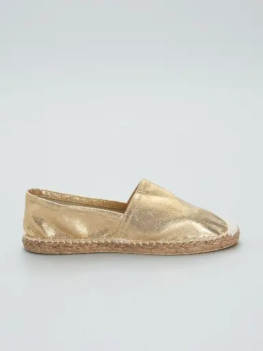 [91fc0f76] ZAPATOS DORADOS VICTORIA ADAMES  CASUALES ALPARGATAS