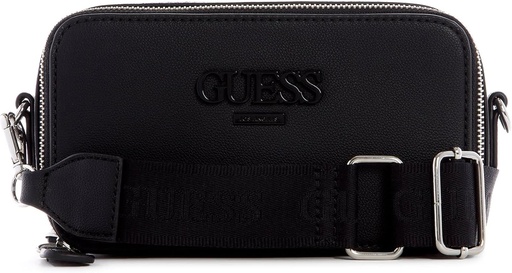 GUESS CARTERA LEWISTOWN DOUBLE ZIP CROSSBODY BLACK-NOGRO
