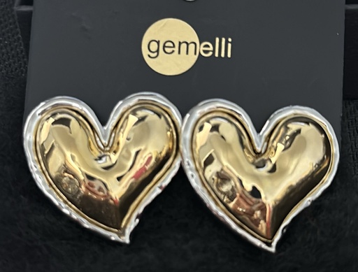 GEMELLI ARETES GRANDES DORADO CORAZONES