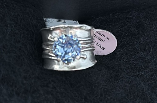 ANILLO MADE IN ISRAEL 925 STERLING SILVER Y CRISTAL AZUL PURO #7