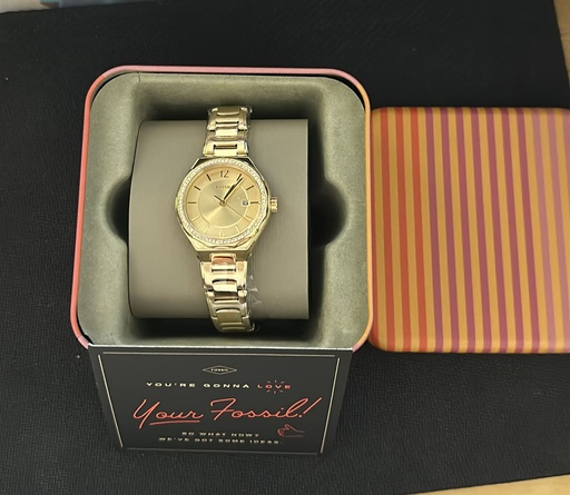 FOSSIL RELOJ ORO Y DIAMANTES DAMAS