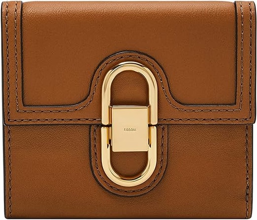 FOSSIL AVONDALE TRIFOLD SADDLE COLOR CUERO NATURAL CIERRE DORADO