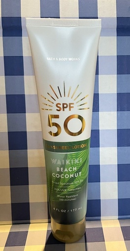Bath & Body Works WAIKIKI BEACH COCONUT Sunscreen Lotion SPF 50 Full Size 6 Oz