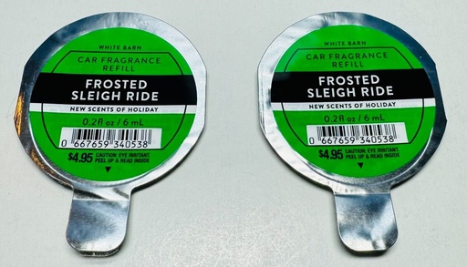 *NEW* FROSTED SLEIGH RIDE ~ 2PK VENT / VISOR CLIP REFILL  ~ Bath & Body Works